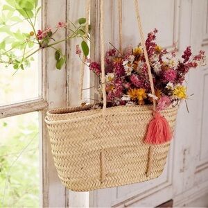 Sezane Panier French Market Basket Woven Straw Purse